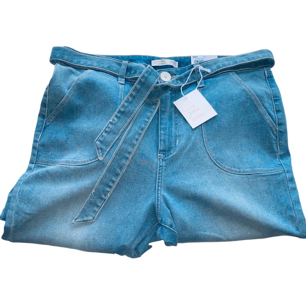 LC Lauren Conrad Light Blue Wide Leg Jeans with Tie Belt!!! - Picture 3 of 5